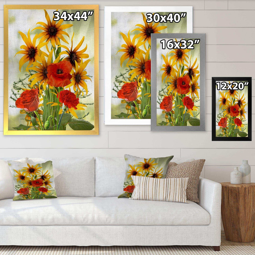 Sunflowers and Poppies In The Wild