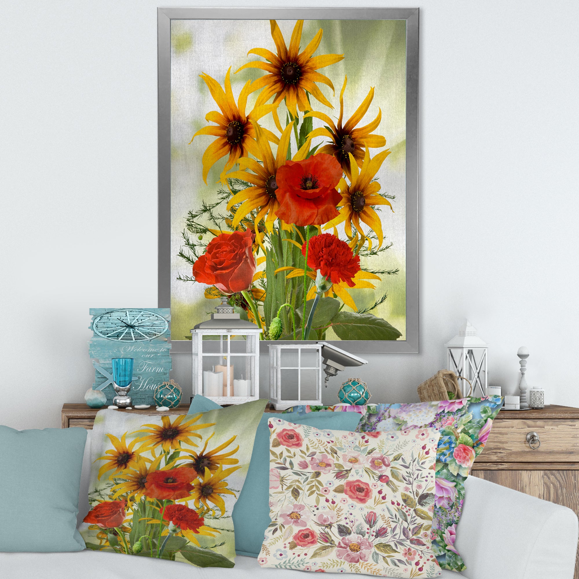 Sunflowers and Poppies In The Wild