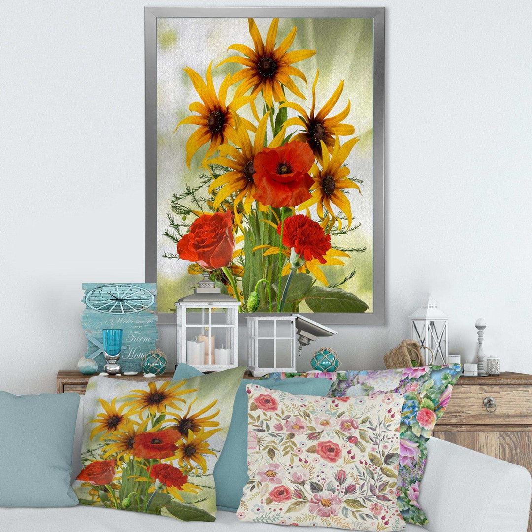 Sunflowers and Poppies In The Wild