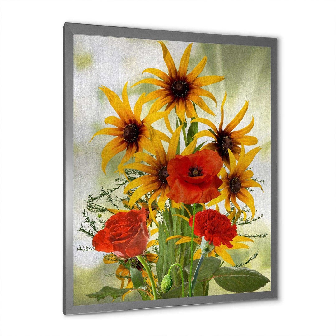 Sunflowers and Poppies In The Wild