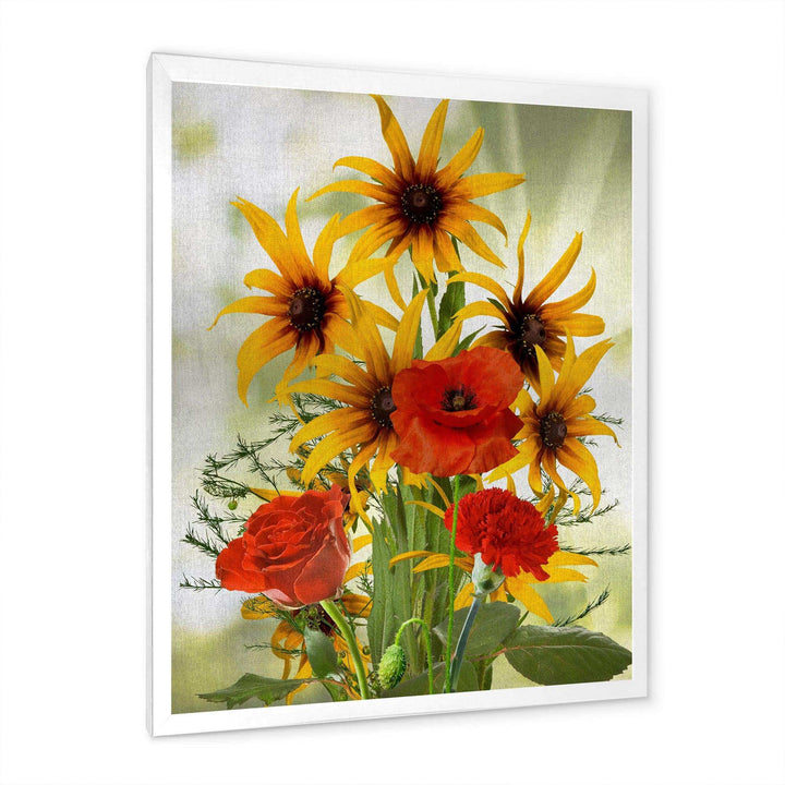 Sunflowers and Poppies In The Wild