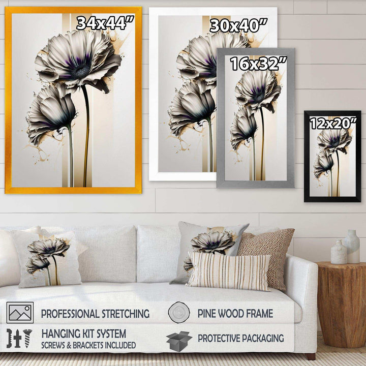 White Gerbera Flower On Golden Beige Paint I