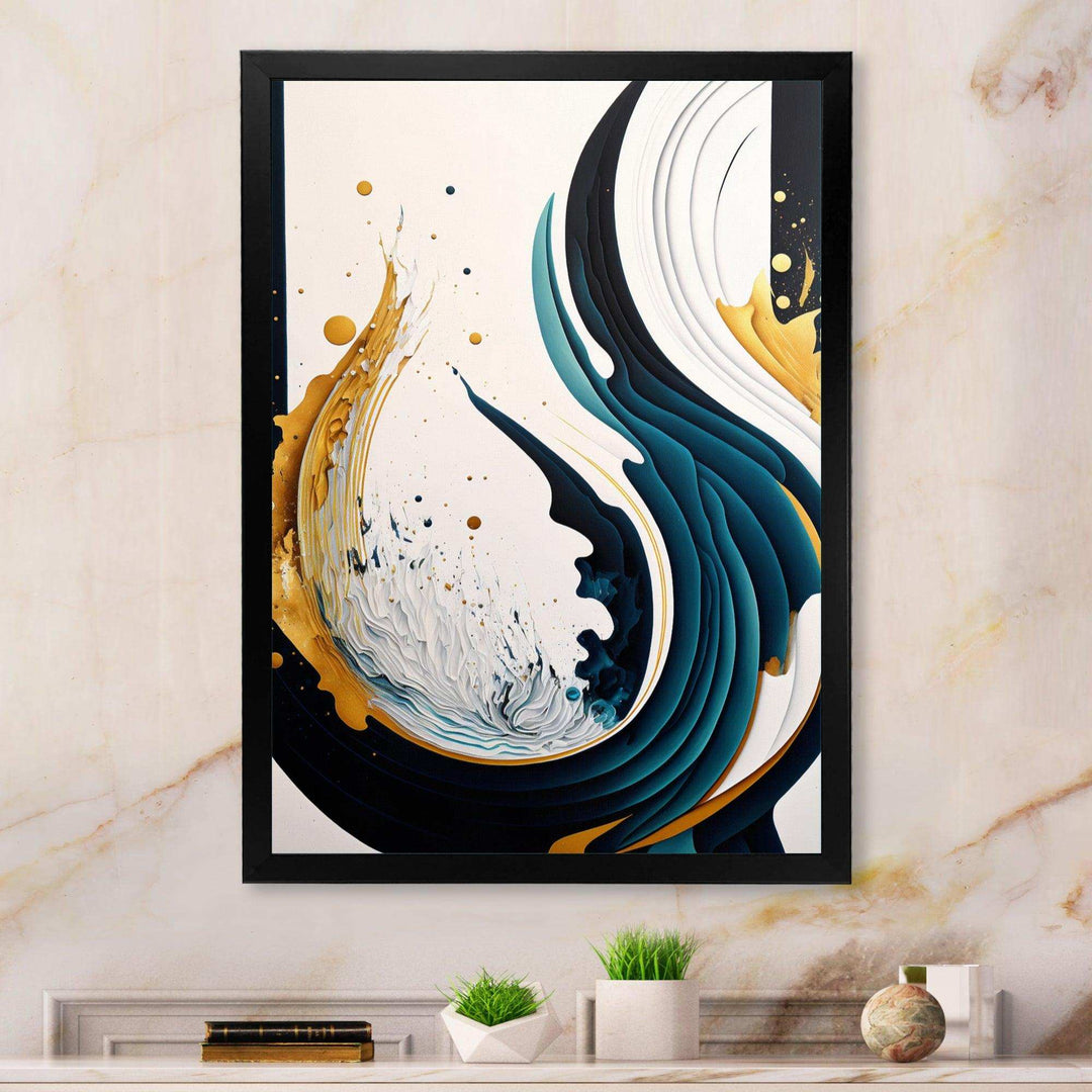 Blue And Gold Modern Art Abstract Painting VI - Modern Bedroom Wall Art