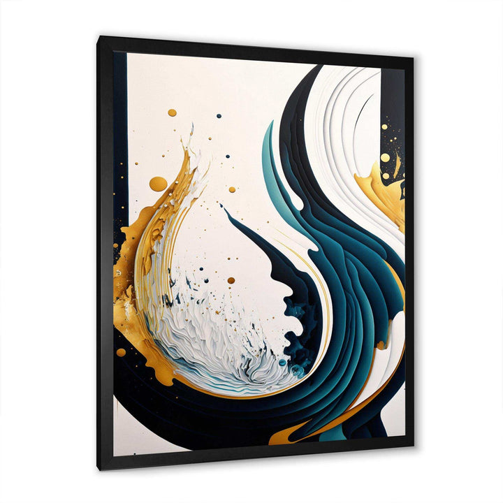 Blue And Gold Modern Art Abstract Painting VI - Modern Bedroom Wall Art