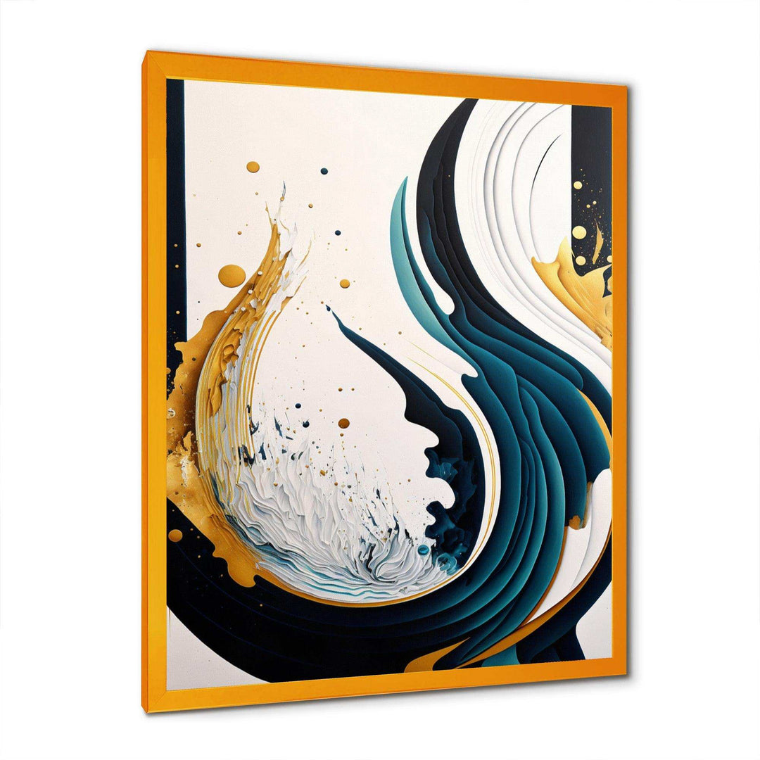 Blue And Gold Modern Art Abstract Painting VI - Modern Bedroom Wall Art