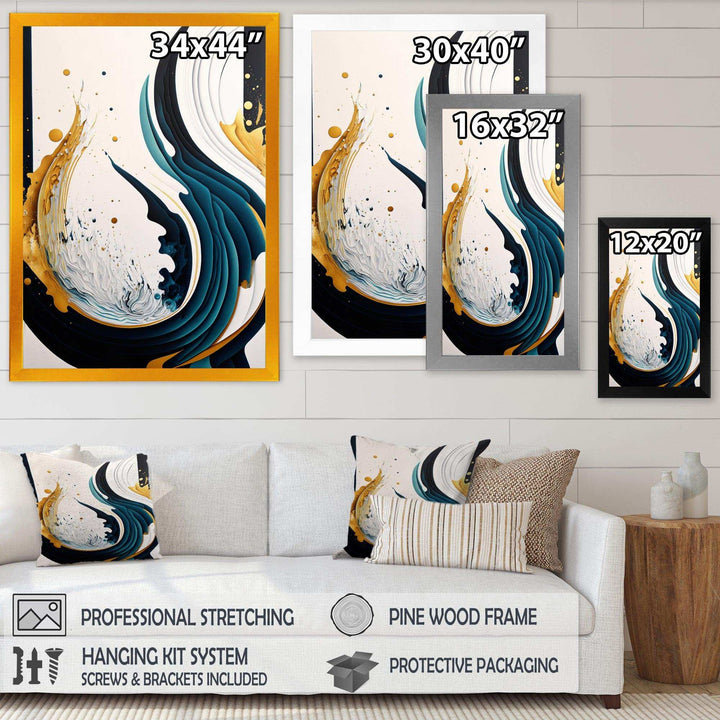 Blue And Gold Modern Art Abstract Painting VI - Modern Bedroom Wall Art