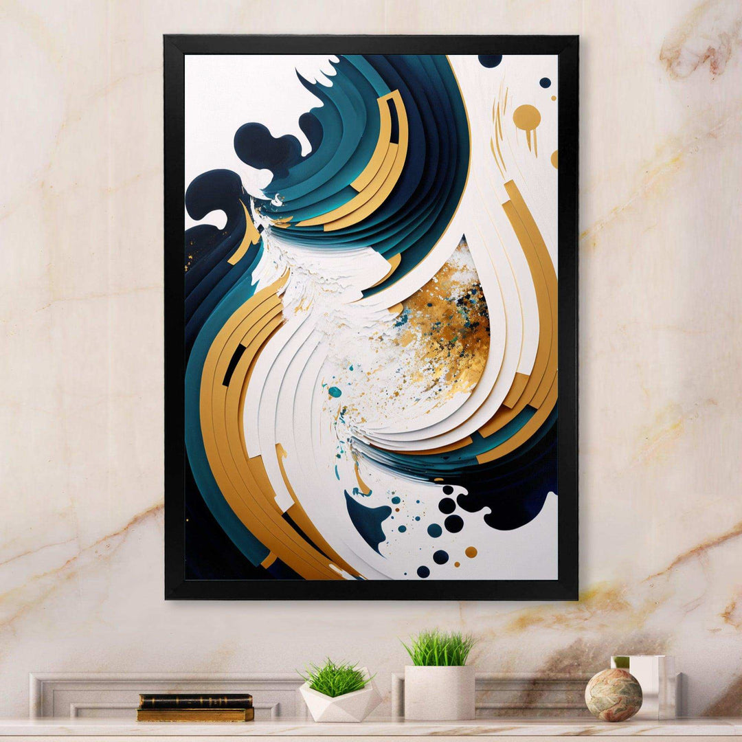 Blue And Gold Modern Art Abstract Painting VII - Modern Wall Art Prints