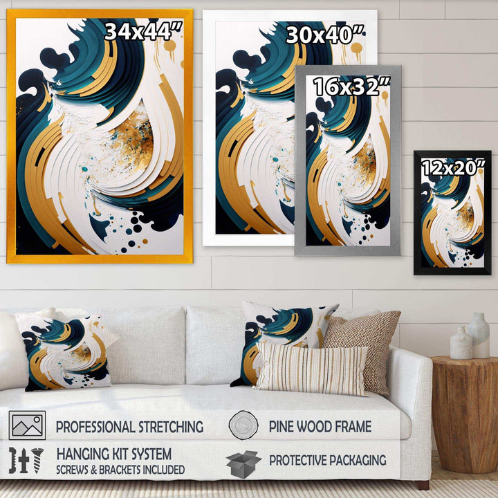 Blue And Gold Modern Art Abstract Painting VII - Modern Wall Art Prints