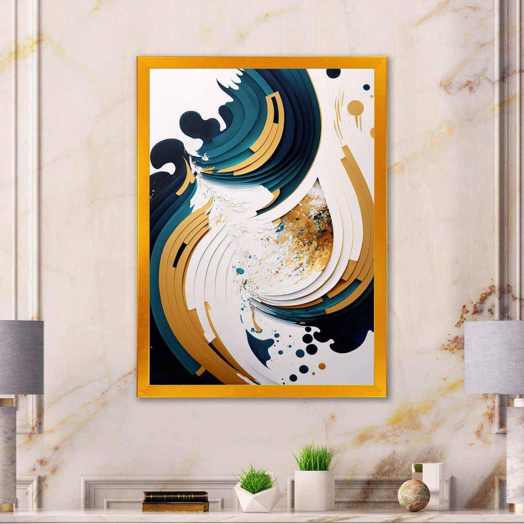 Blue And Gold Modern Art Abstract Painting VII - Modern Wall Art Prints