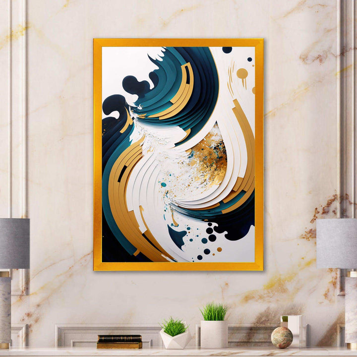 Blue And Gold Modern Art Abstract Painting VII - Modern Wall Art Prints