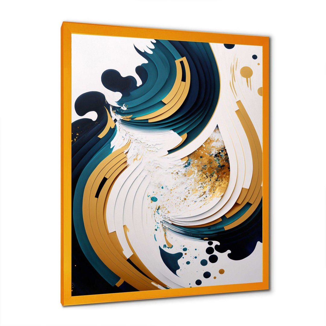 Blue And Gold Modern Art Abstract Painting VII - Modern Wall Art Prints