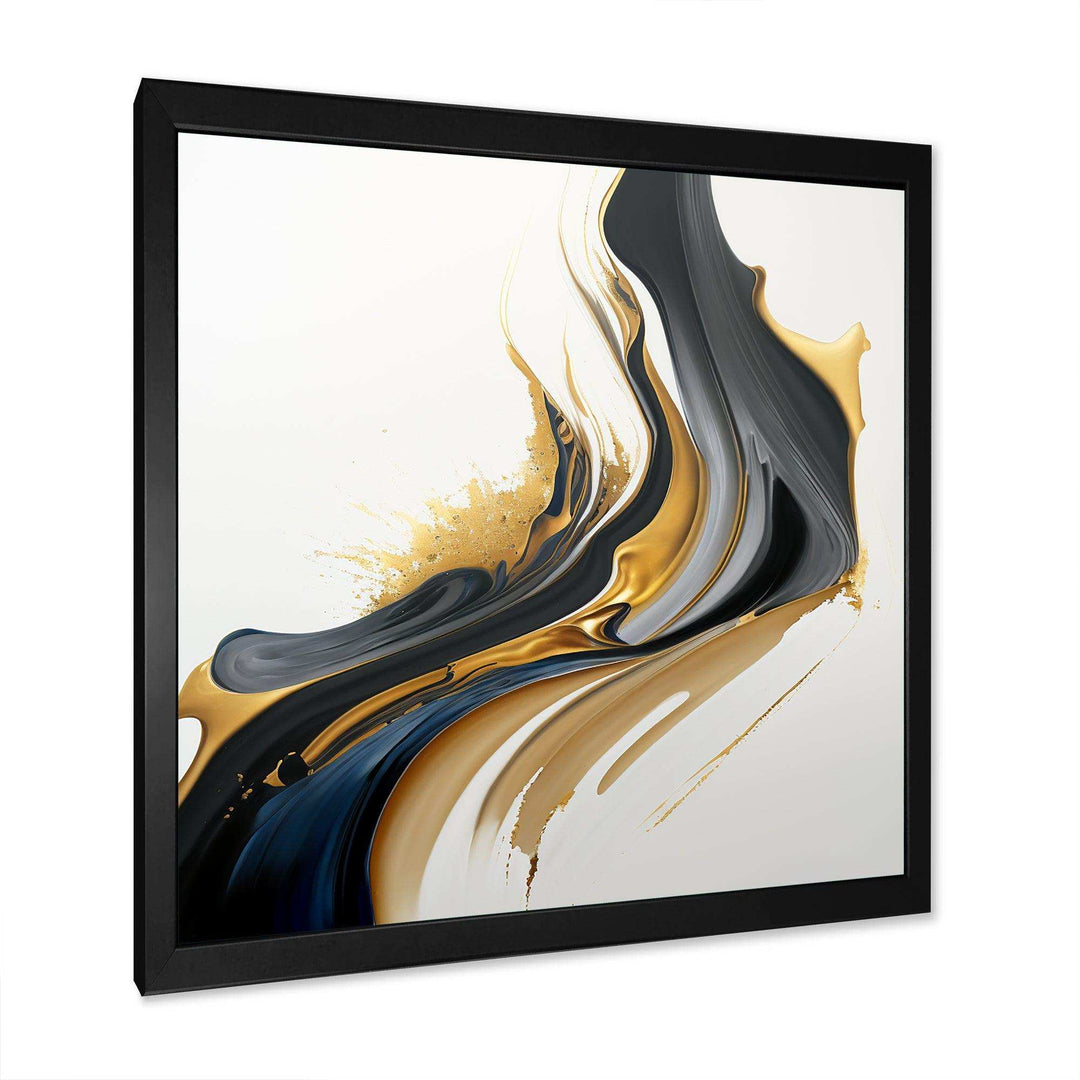 Black, White And Gold Liquid Art II - Modern Canvas Wall Art