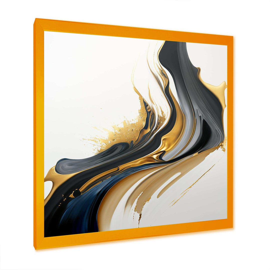 Black, White And Gold Liquid Art II - Modern Canvas Wall Art