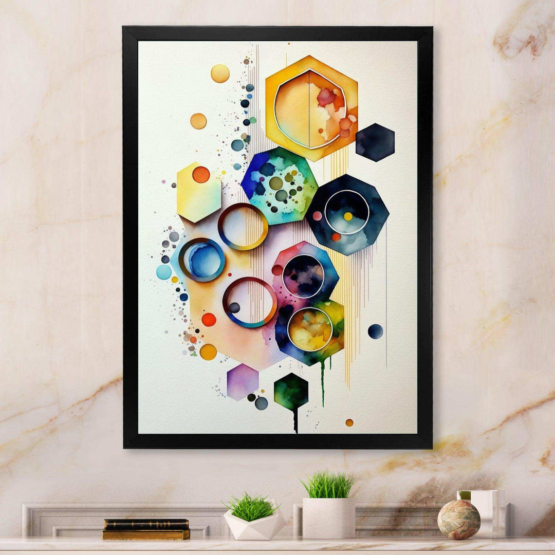 Hexagon And Circular Abstract II - Modern Canvas Wall Art