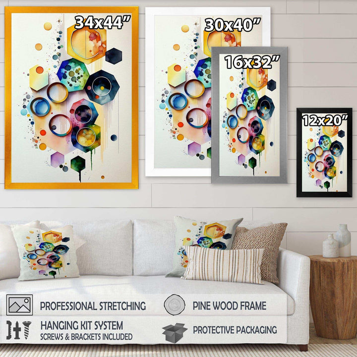 Hexagon And Circular Abstract II - Modern Canvas Wall Art