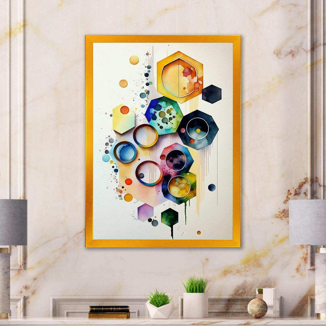 Hexagon And Circular Abstract II - Modern Canvas Wall Art