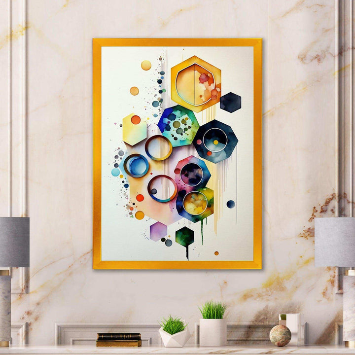 Hexagon And Circular Abstract II - Modern Canvas Wall Art