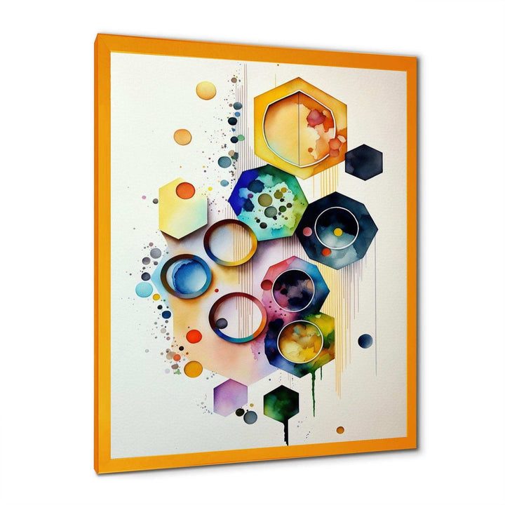 Hexagon And Circular Abstract II - Modern Canvas Wall Art