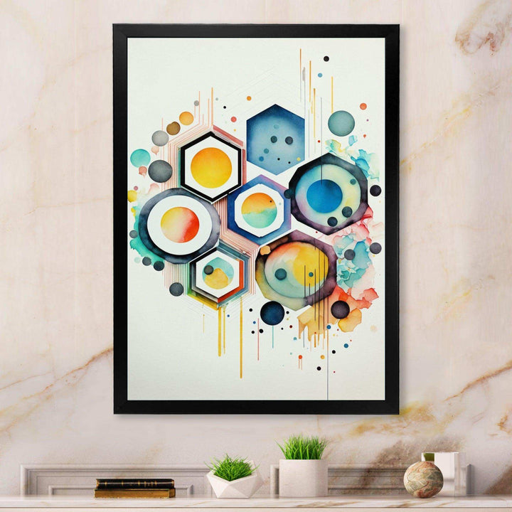 Hexagon And Circular Abstract III - Modern Living Room Wall Decor