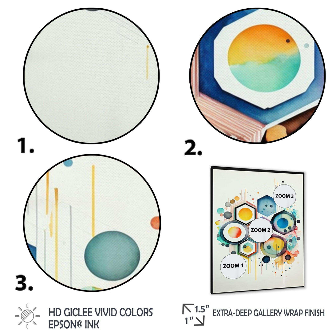 Hexagon And Circular Abstract III - Modern Living Room Wall Decor