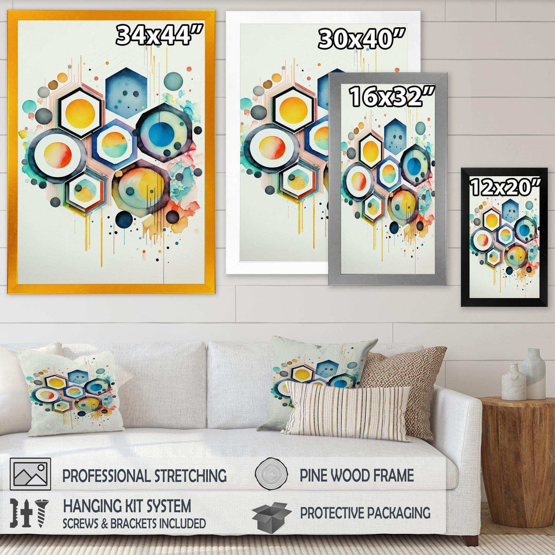 Hexagon And Circular Abstract III - Modern Living Room Wall Decor