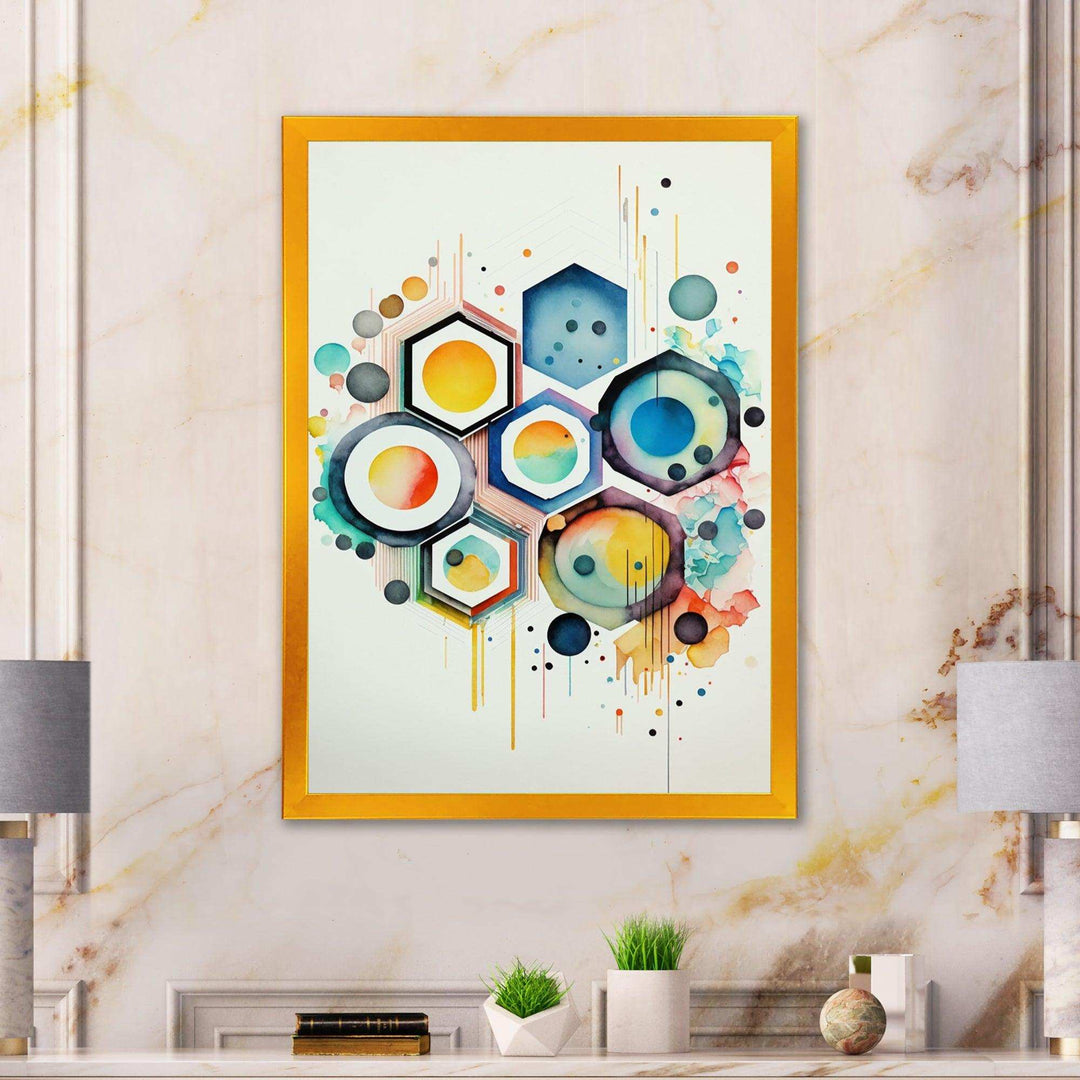 Hexagon And Circular Abstract III - Modern Living Room Wall Decor