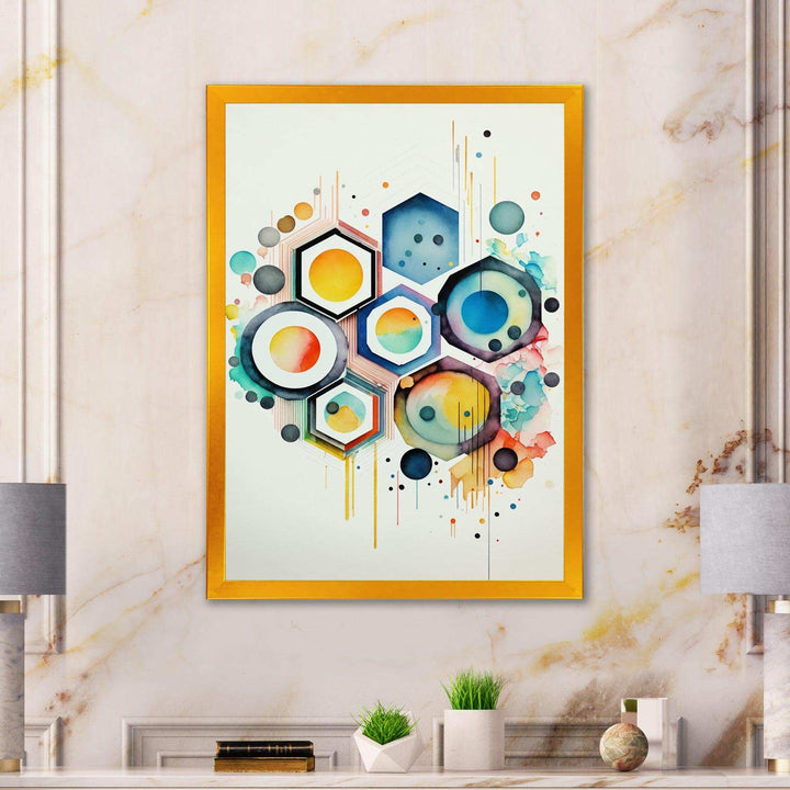 Hexagon And Circular Abstract III - Modern Living Room Wall Decor