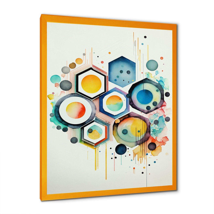 Hexagon And Circular Abstract III - Modern Living Room Wall Decor