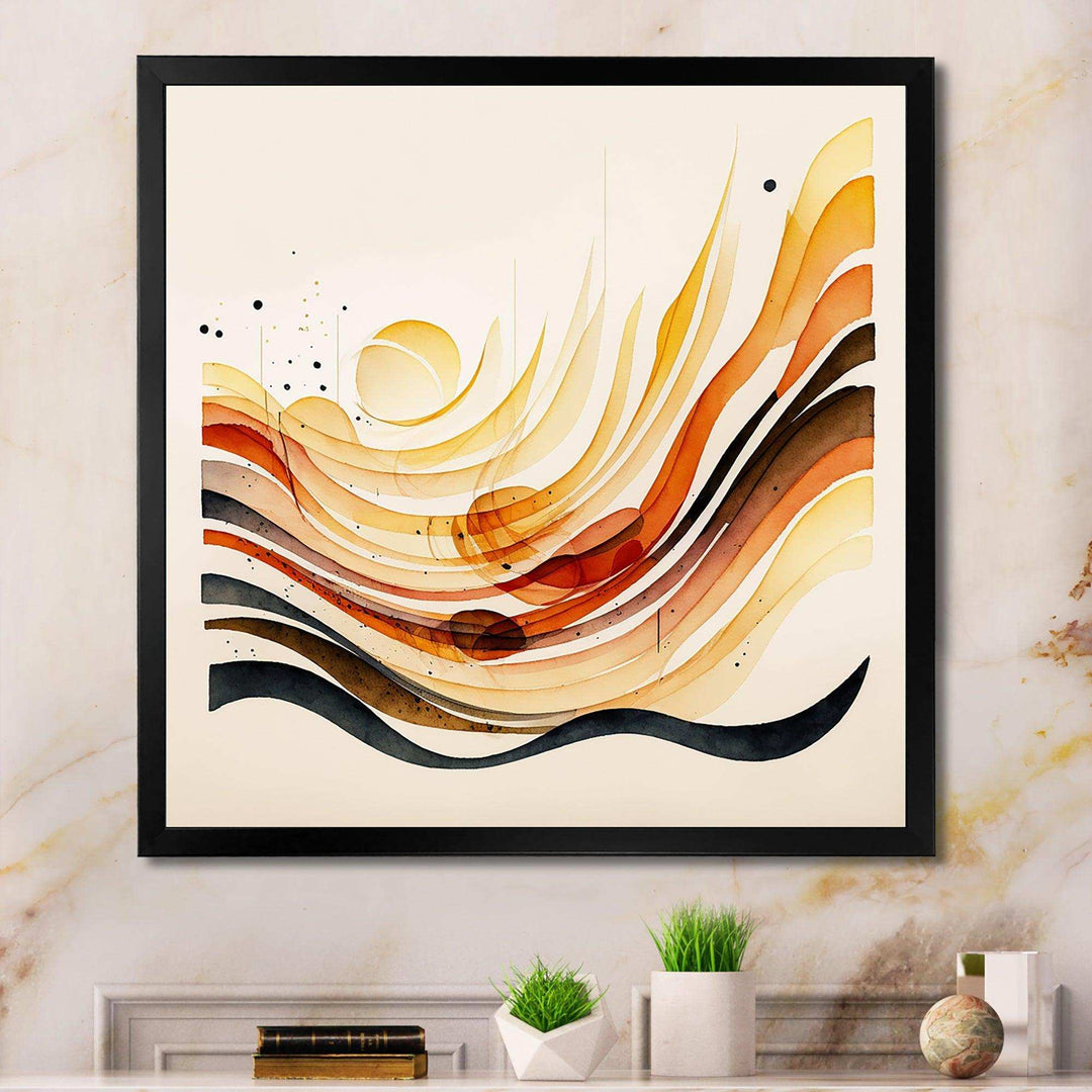 Burnt Orange Waves Abstract IV - Modern Bedroom Wall Art