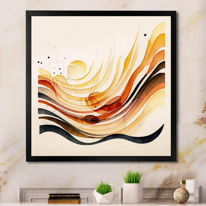 Burnt Orange Waves Abstract IV - Modern Bedroom Wall Art