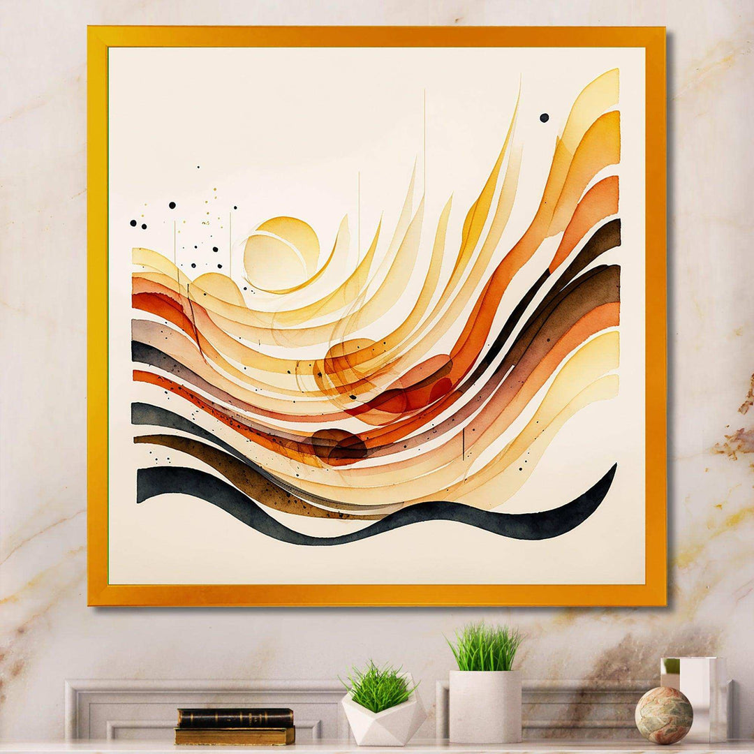 Burnt Orange Waves Abstract IV - Modern Bedroom Wall Art