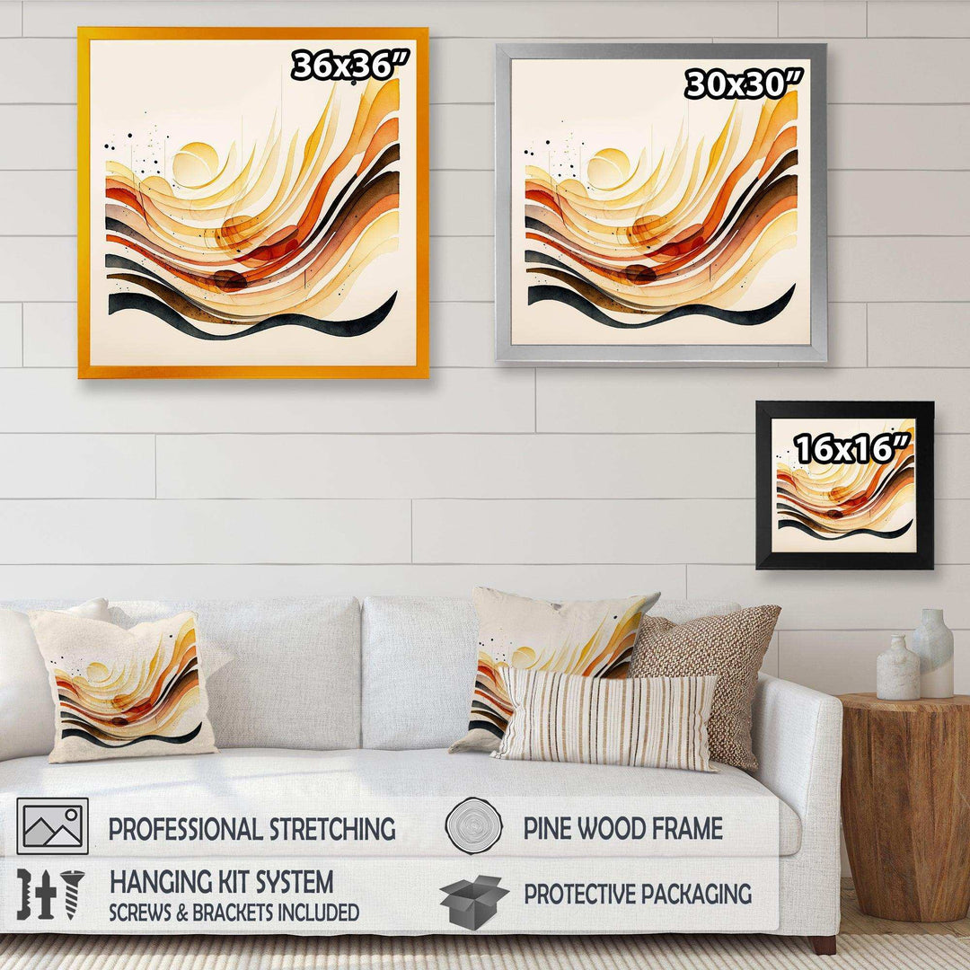 Burnt Orange Waves Abstract IV - Modern Bedroom Wall Art