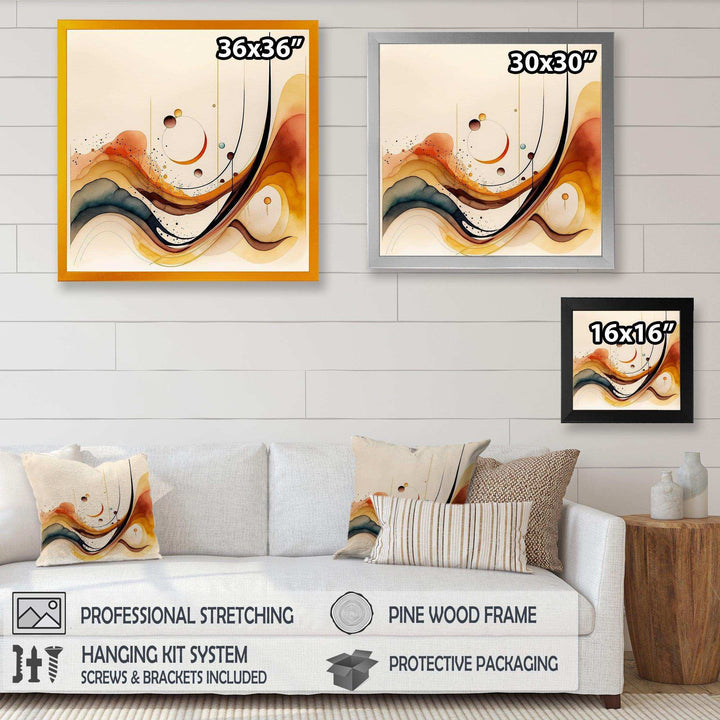 Burnt Orange Waves Abstract V - Modern Canvas Wall Art