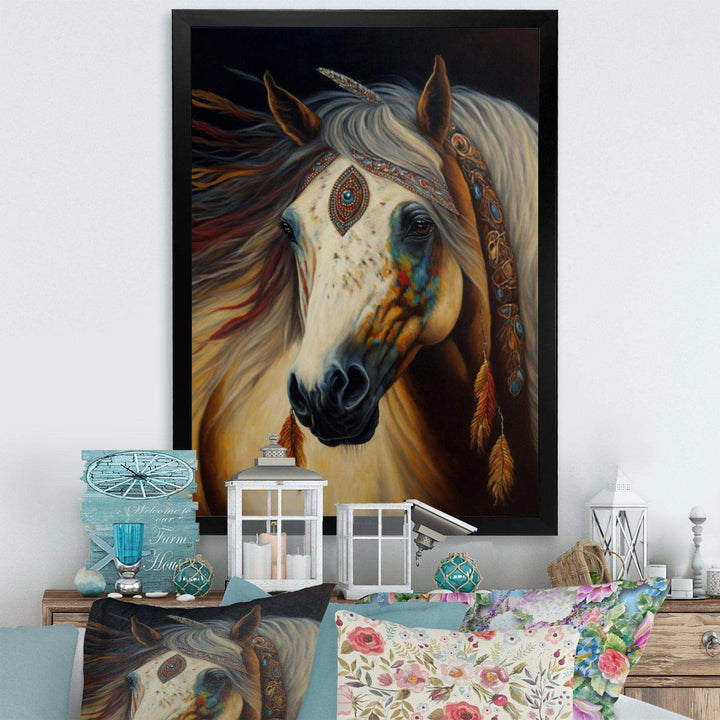 Amerindian Horse With Feathers I