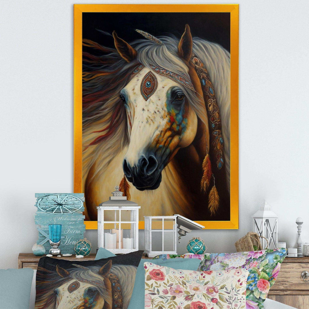 Amerindian Horse With Feathers I
