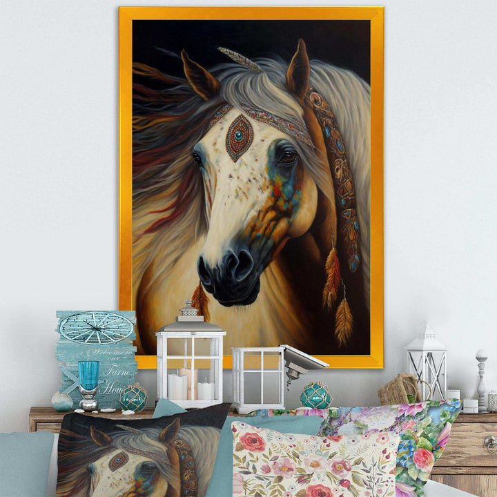 Amerindian Horse With Feathers I