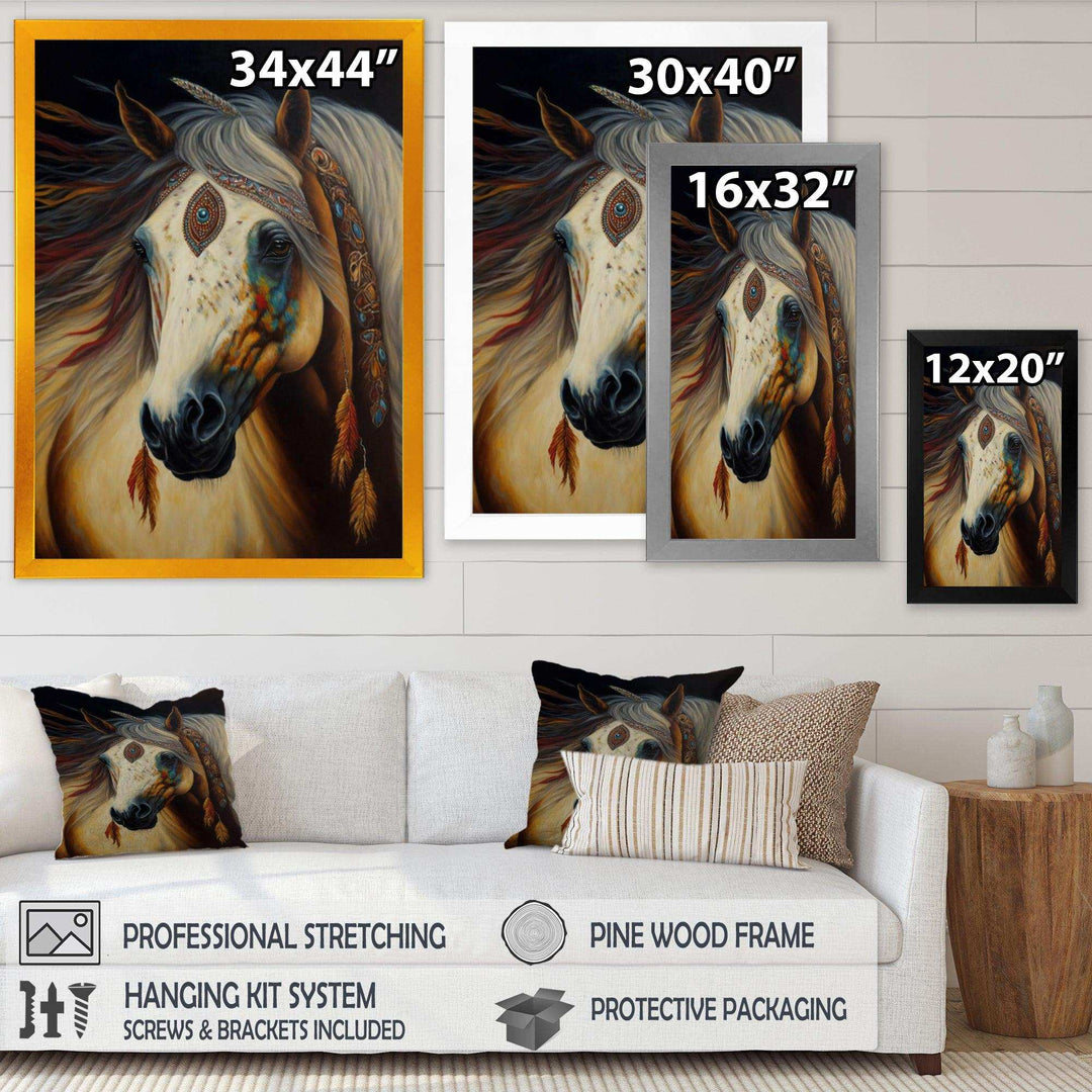 Amerindian Horse With Feathers I