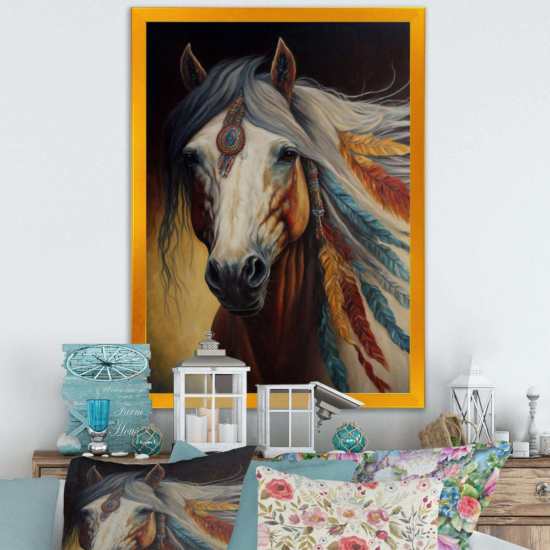 Amerindian Horse With Feathers III