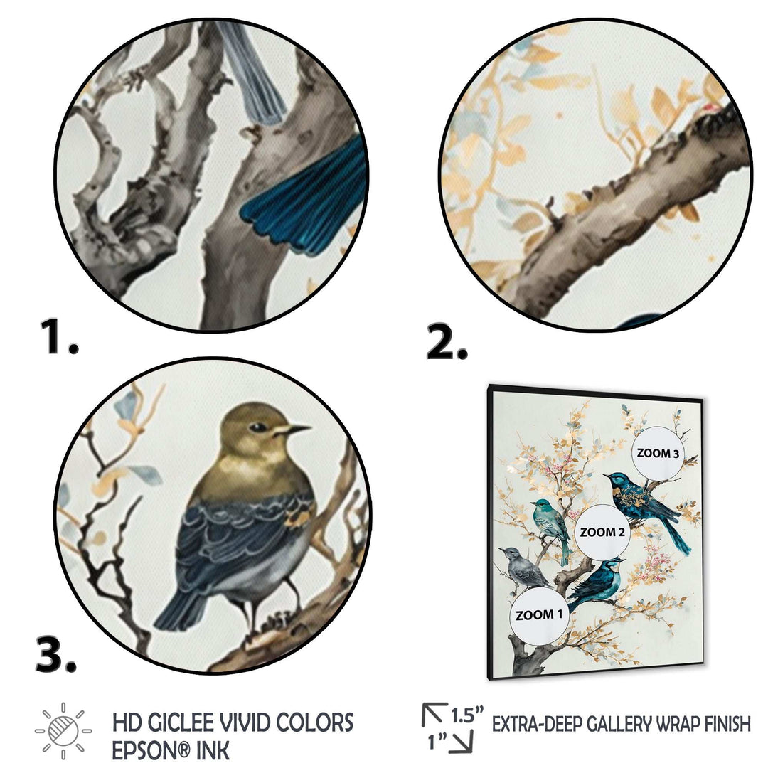 Multicolor Birds On Plum Blossoms Tree IX