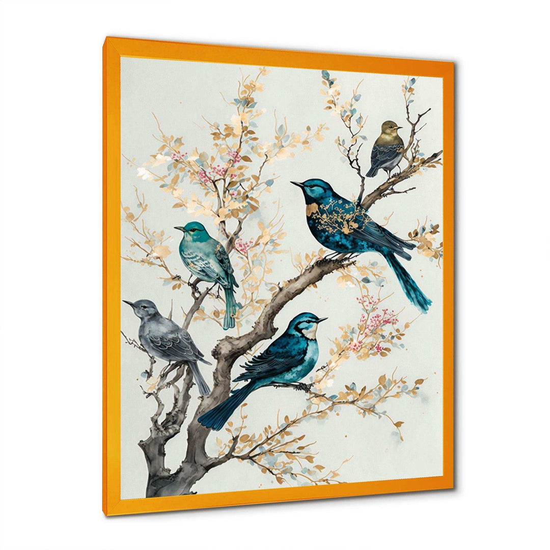 Multicolor Birds On Plum Blossoms Tree IX