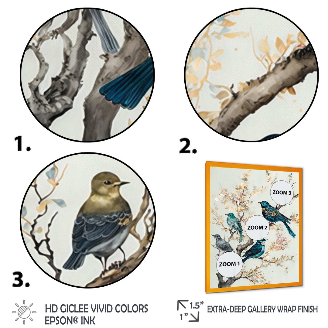 Multicolor Birds On Plum Blossoms Tree IX