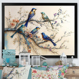 Multicolor Birds On Plum Blossoms Tree X