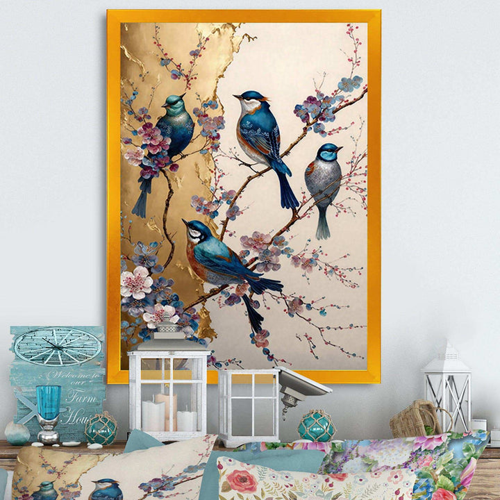 Multicolor Birds On Plum Blossoms Tree II