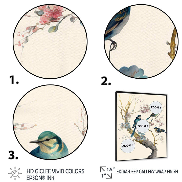 Multicolor Birds On Plum Blossoms Tree XII