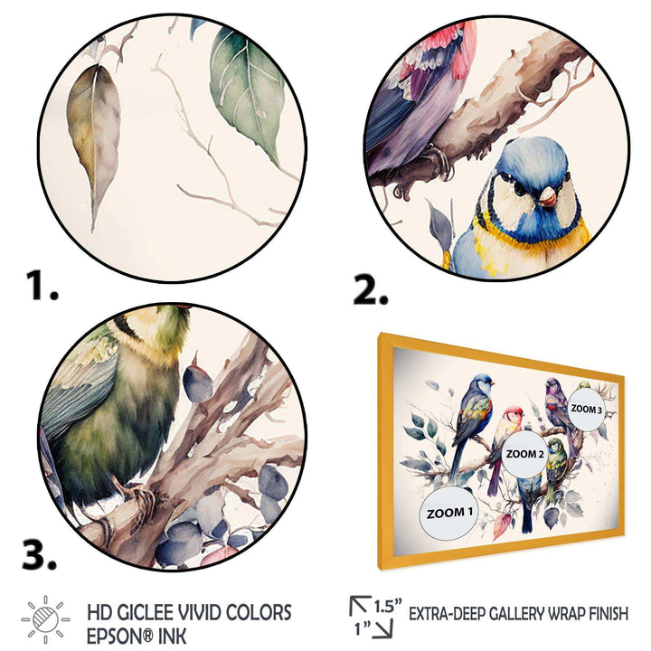 Multicolor Birds On Plum Blossoms Tree XVIII