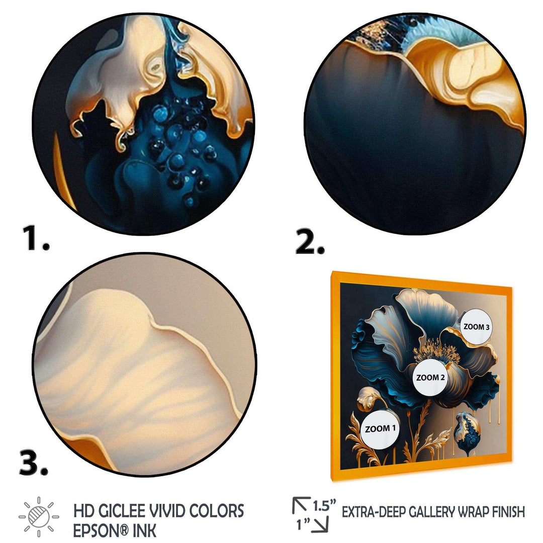Deep Blue And Gold Single Flower V