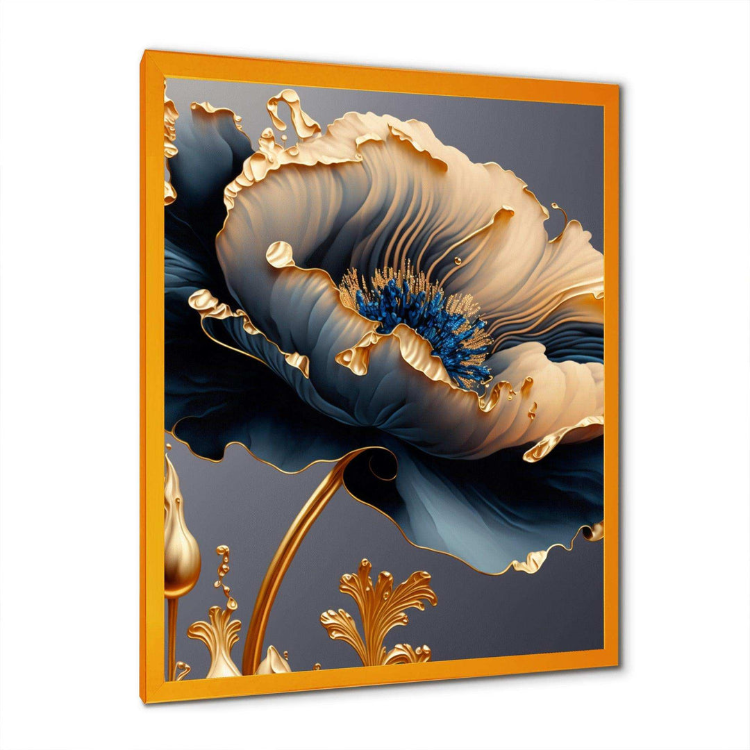 Deep Blue And Gold Single Flower VI