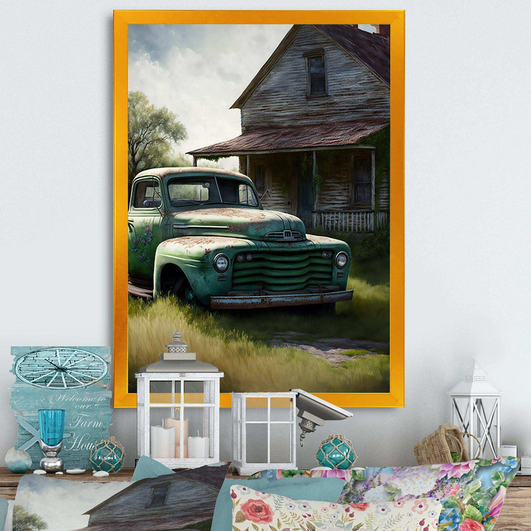 Old American Truck In Barn V