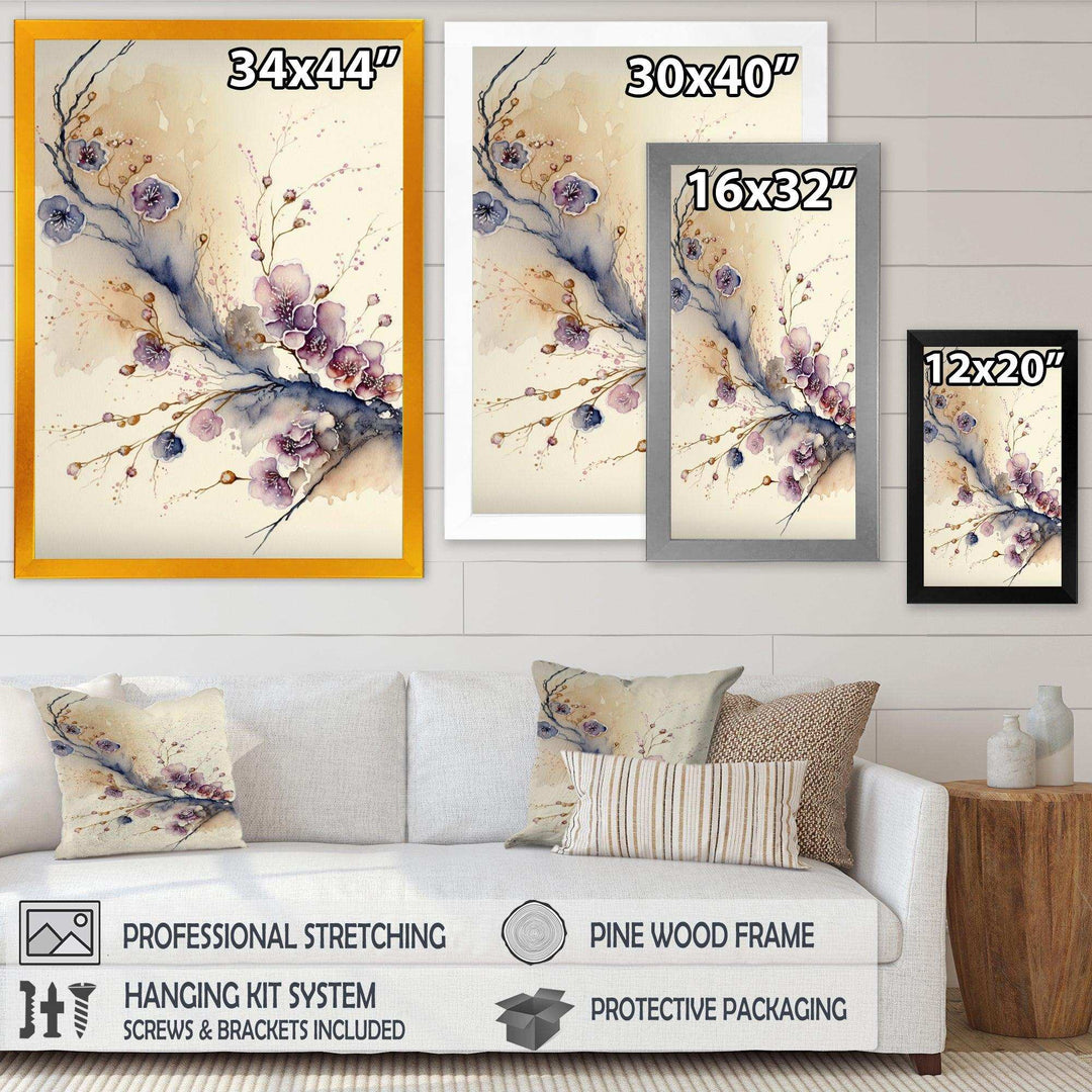 Pink And Plum Cherry Blossom Branch IV