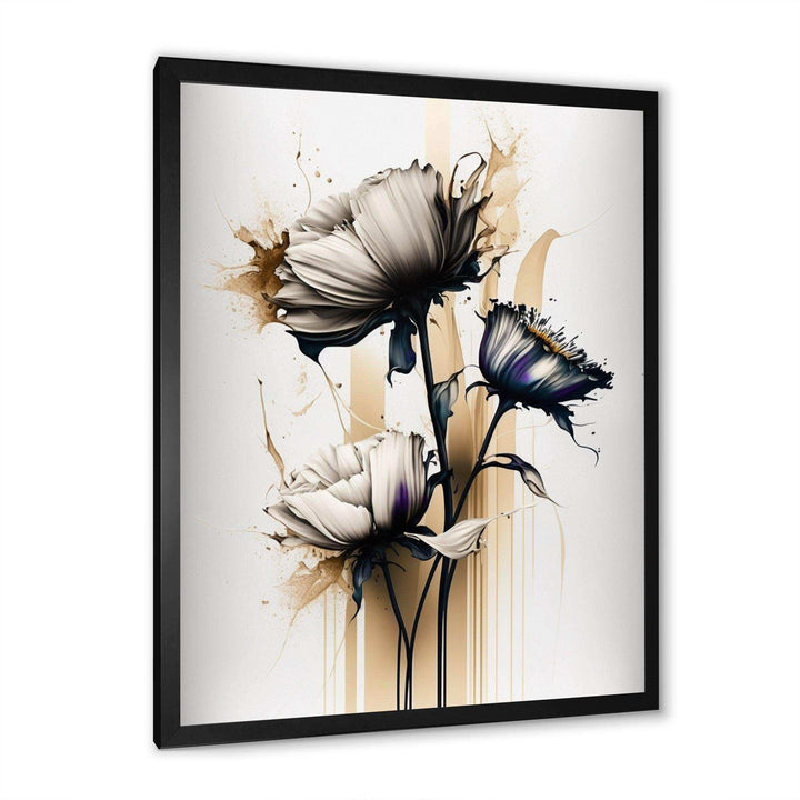White Gerbera Flower On Golden Beige Paint II